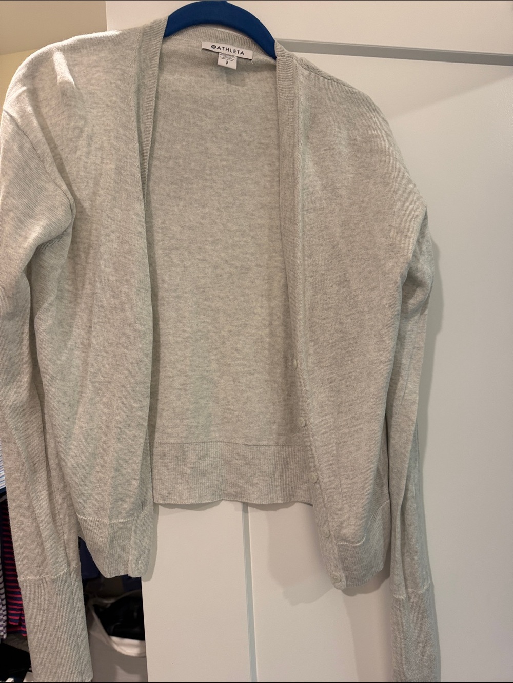 Athleta Heather Light Gray Open Cardigan with buttons, Size S